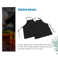 2 Pack Polyester Adjustable Bib Apron with 2 Pockets Cooking Kitchen for Women Men Chef,Black