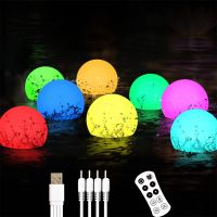 ✥▫ RGB Glowing Ball Swimming Pool Lamp USB Charging LED Pool Ball Night Light IP68 Waterproof for Patio Landscape Fountain Decor