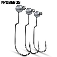 PROBEROS ตะขอตกปลา50ชิ้น/ล็อต1G-1.8G-2.5G-3.5G เบ็ดตกปลาคาร์บอนตะขอกำจัดตะขอตกปลามีเงี่ยงเบ็ดตกปลา