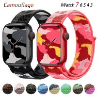 [HOT JUXLLKBKOW 514] Camouflage ไนลอนสำหรับ Apple Watch Band 45มม. 41มม. 44มม. 40มม. 42มม. 38มม. สายนาฬิกาสร้อยข้อมือเข็มขัด Iwatch Series 4 3 5 6 7