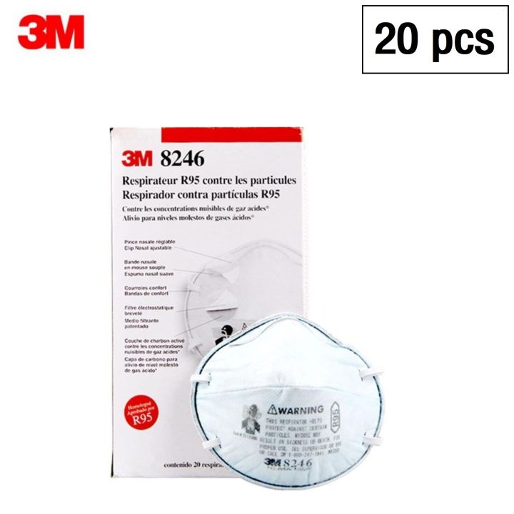 3m-8246-r95-20ชิ้น-หน้ากากป้องกันฝุ่น-ป้องกันฝุ่น-pm2-5-amp-สารเคมีไอกรดอ่อน