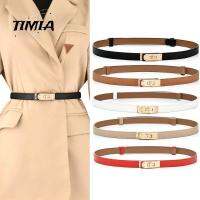 TIMIA สีทึบทึบ เข็มขัดหัวเข็มขัดล็อค หนังพียู บางและบาง เรโทร เข็มขัดรัดเอว สำหรับผู้หญิง