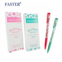 ปากกา Faster BLOSSOM DESIGN CX914 ปากกาลูกลื่น ด้ามสีทึบ ลายดอกไม้ ลายเส้น 0.38 (12ด้าม) สินค้าพร้อมส่ง