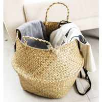 Handmade Bamboo Flowerpot Storage Basket Folding Clthoes Laundry Basket Rattan Seagrass Belly Garden Flower Pot Plant Basket