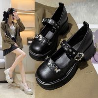 2023 new spice sweet cool cross with Mary Jane shoes black jk thick bottom thick with shallow mouth single shoe female increased