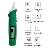 Digital Non-contact AC Voltage Tester Pen 12V-1000VNCV Detector with Flashlight Zero/Live Wire Recognition Break Point Detecting