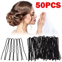 50pcs 6cm Curly Wavy Hair Clips Barrette Black Metal Hair Styling Clips U-shaped Salon Hairdressing Styling Tools