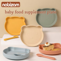 A164 จานซิลิโคนเด็ก จานน่ารัก ชุดกินข้าวเด็ก จานลายหมี baby food plate