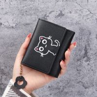 New Womens Wallet Cute Cat Short Wallet Leather Small Purse Girls Money Bag Card Holder Ladies Female Hasp 2022 Fashion