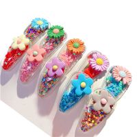 5 PCS/set Cute Fruit Quicksand Snap BB Clips Girl Colorful Rainbow Animal Hairpins Kids Hair Grip Side Barrettes School Headwear