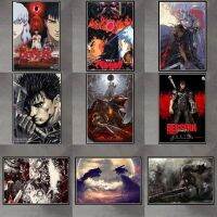 Kentaro Miura Berserk ญี่ปุ่นอะนิเมะย้อนยุคการ์ตูนผ้าใบโปสเตอร์ภาพวาดพิมพ์ผนังศิลปะภาพเย็นสำหรับห้องนั่งเล่นตกแต่งบ้านใหม่