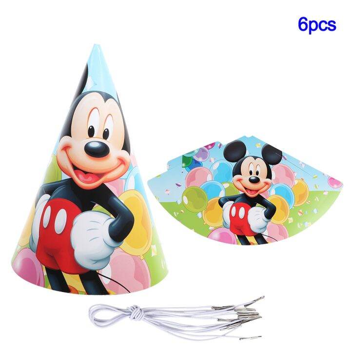 new-disney-mickey-mouse-children-birthday-hat-party-cake-decoration-plates-napkin-fork-disposable-tableware-baby-shower-supplies