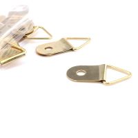 50Pcs Picture Hangers with screws Golden Brass Triangle Photo Picture Frame Wall Mount Hanger Hook Ring Iron