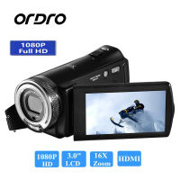 ORDRO V12 HDV FHD 1080P 3นิ้ว20MP จอสัมผัสซูม16X กล้อง DV กล้องวิดีโอดิจิตอล V12 ORDRO