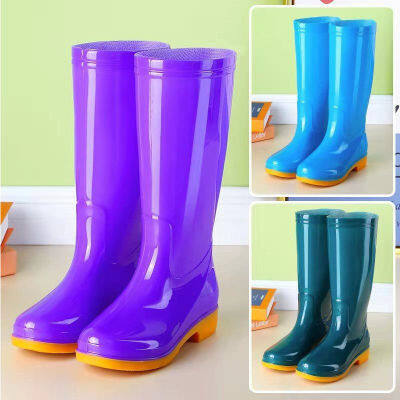 Onesunnys Womens Rain Boots รองเท้าบูทแฟชั่น รองเท้าบูทยาง PVC กันน้ำ กันฝน เบา นุ่ม ใส่สบาย ไม่กัดเท้า (33cm) รองเท้าบูทกันฝน