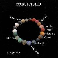 Korea INS niche matte natural stone crystal agate planet universe bracelet male and female couple student jewelry