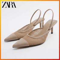 CODaith62sfe ZARA summer new womens shoes beige mesh slingback fashion high heels