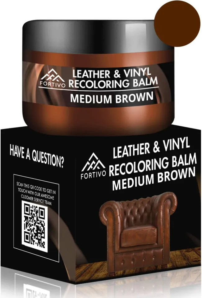 FORTIVO Dark Brown Leather Recoloring Balm - Leather Repair Kits for  Couches - Leather Usedr for Couches Brown Car Seat, Boots - Leather Couch  Repair Kit- Dark Brown Leather Dye 