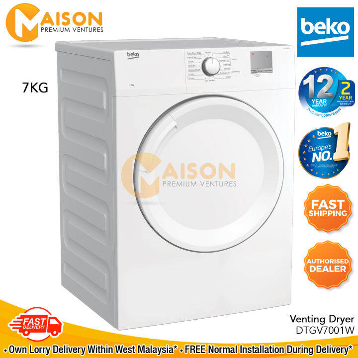 [Sales] Beko Venting Tumble Dryer 7kg DTGV7001W (Made in Europe) Lazada