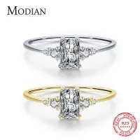 Modian สี่เหลี่ยมผืนผ้าพราวแหวน925เงินสเตอร์ลิง Cubic Zirconia แหวนสำหรับผู้หญิงงานแต่งงานเครื่องประดับ Anel