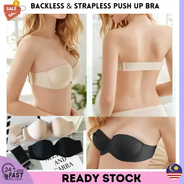 Backless half cup padded wireless bra