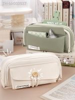 ๑❁❒ New Large Capacity Pencil Bag Stationery Holder Box Aesthetic Canvas Pen Case Three-layer Zipper Pencil Pouch School Supplies