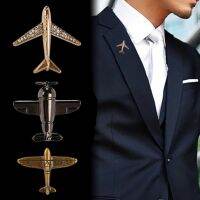 【YF】 Fashion Alloy Enamel Brooches Men Airplane Brooch Rhinestone Aircraft Lapel Pin Collar Clothing Accessories