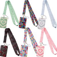 +【； Heart-Shaped  Lanyard Credit Card ID Holder Badge Doctor Nurse Student Women Travel Bank Bus Business Card Cover Badge