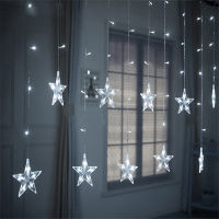 110220V EUUS LED Christmas Star And Moon Garland Curtain Lights Wedding String Fairy Lights For Holiday Wedding Decoration