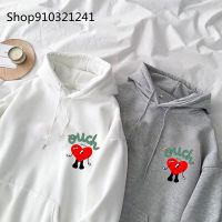 ⊕❆◈ Bad bunny Hoodie Female Print ouch Heart Streetwear Harajuku Sweatshirt Aesthetic Grunge Winter Kawaii Hoodies Clothes Women