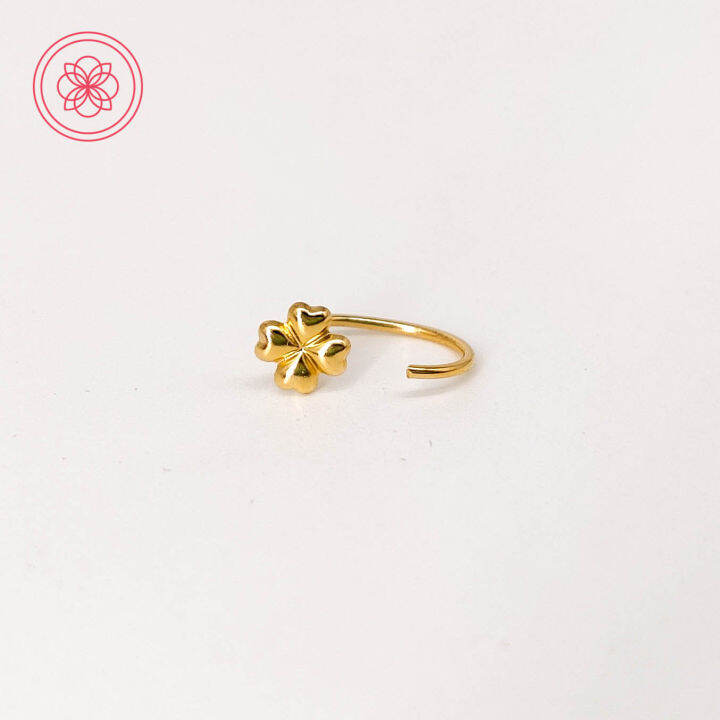 COD PAWNABLE 18k Legit Original Pure Saudi Gold Four Leaf Clover Ear Cuffs Huggies Lazada PH