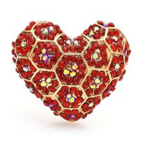 Wuli amp;baby Shining Heart Brooches For Women Unisex Red Rhinestone Love Party Office Brooch Pin Gifts