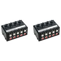 2X 4 Channel Stereo Audio Mixer Support RCA Input and Output Mini Passive Stereo Mixer with Separate Volume Controls