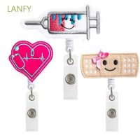 LANFY Durable ID Badge Holder Office Supplies Key Chain Nurse Doctor Badge Holder Clip Card Holder Clip Heart Pattern Work Card Name Card Holder Business Card Retractable Badge