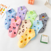 3 Pairs Cartoon Women Socks Mickey Winnie Daisy Donald Stitch Cotton cute Ankle socks Funny Short socks size 35-40