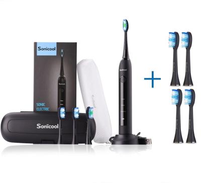 Sonicool 051B Ultrasonic Sonic Electric Toothbrush USB Rechargeable Tooth Brushes With 4 Pcs DuPont Brush Heads Tooth Cleaning