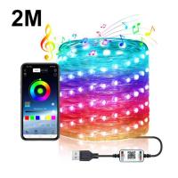 Bluetooth LED USB RGB Strip lamp Wireless App Control Book light String For Christmas Wedding Party Home Bedroom Lighting 2M-20M