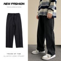 Streetwear Male Straight Men Black Clothing Loose New Light Brand Blue Jeans 2022 Leg Korean Autumn Pants Fashion Baggy Wide