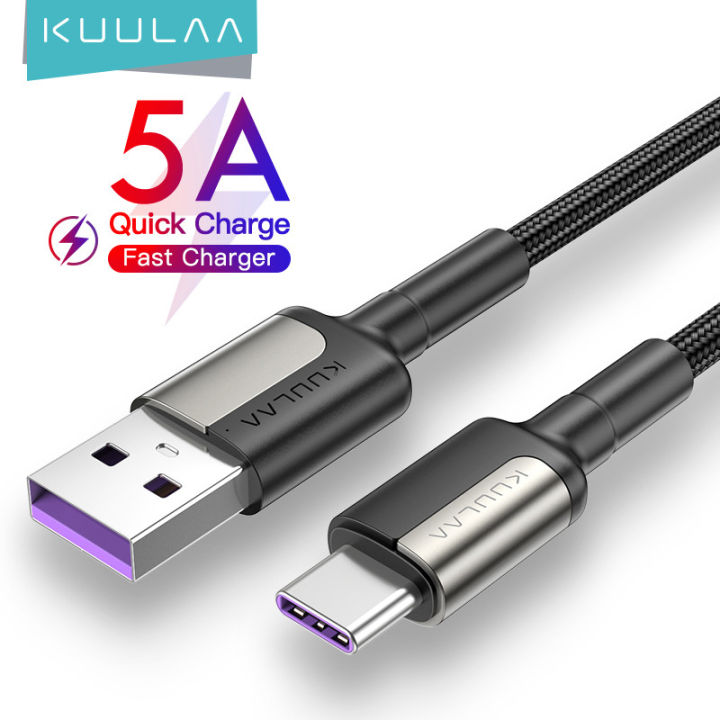 KUULAA 5A USB Type C / Micro / Lightning Nylon Durable Cable Type-C 60W  Fast Charging for