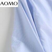 AOMO 2021 Autumn Women High Quality 95 Cotton Shirt Blouse Long Sleeve Chic Female Office Lady Tops 6D103A