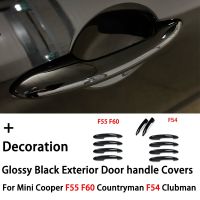 4Pcs สีดำเงามือจับประตูสำหรับ BMW MINI Cooper JCW F55 F54 Clubman F60 Countryman ภายนอกรถ-อุปกรณ์จัดแต่งทรงผม