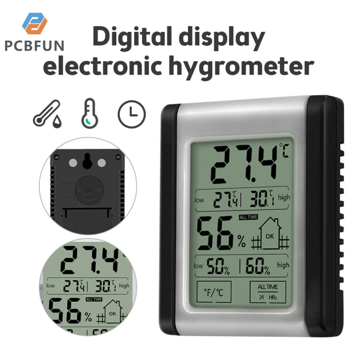 pcbfun-ไฮโกรมิเตอร์เครื่องวัดอุณหภูมิในร่ม-pengukur-kelembaban-เครื่องวัดความชื้นจอภาพความชื้นและอุณหภูมิดิจิตอลสำหรับบ้าน