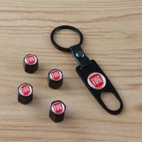 High Quality Car Wheel Tyre Air Valve Caps With Key Chain Set Fit For FIAT Car Emblem Modified Nut