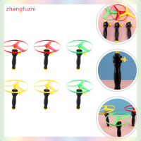 zhangfuzhi 6pcs Flying Disc ใบพัดของเล่นเด็กเฮลิคอปเตอร์ดึงสตริง Flying จานรอง