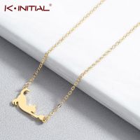 Kinitial Stainless Steel Cat Pendant Necklaces For Women Chain Necklaces Animal Play Balll Choker Collier Femme Jewelry