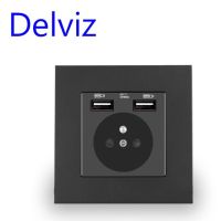 Delviz ซ็อกเก็ต16a ปลั๊กไฟติดผนัง Ac 100 ~ 250V สำหรับฝรั่งเศสพอร์ตเครื่องชาร์จ Usb คู่สำหรับมือถือมาตรฐานฝรั่งเศสที่มีเต้ารับ Usb