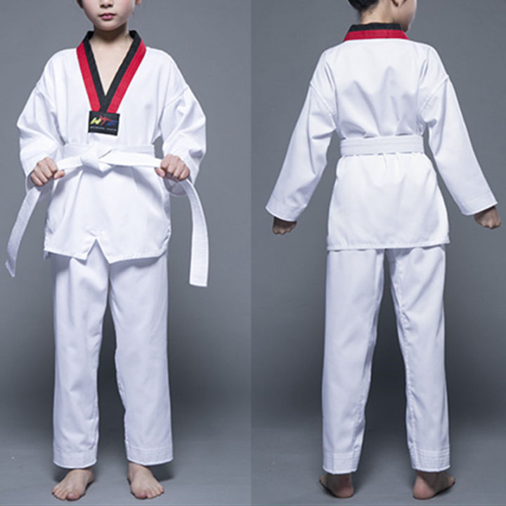 New Cotton White Taekwondo Uniform Children Taekwondo Dobok With Belt ...