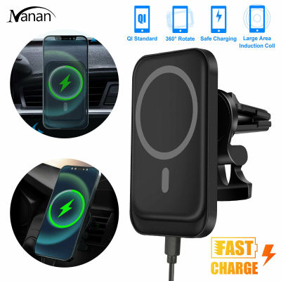 Magnetic Wireless Charger Car Mount 360องศา Rotation Gps Holder Exhaust Clamp Compatible For Iphone12