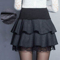 (ร้อน) แฟชั่นเกาหลีขนาดใหญ่ฤดูร้อนผู้หญิงกระโปรง A-Line คู่ Ruffles น่ารักโบว์จีบยืดหยุ่นเอวสูงลูกไม้ร่มกระโปรงมินิ