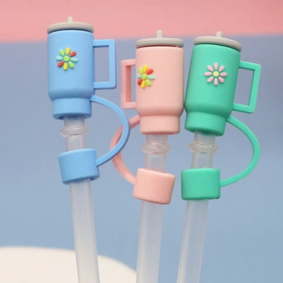 24 Pcs Straw Covers Caps Silicone Straw Tips Cover Reusable Drinking Straw  Tips Lids Cute Cartoon Anti-dust Straw Plug for 6mm Straws Splash Proof